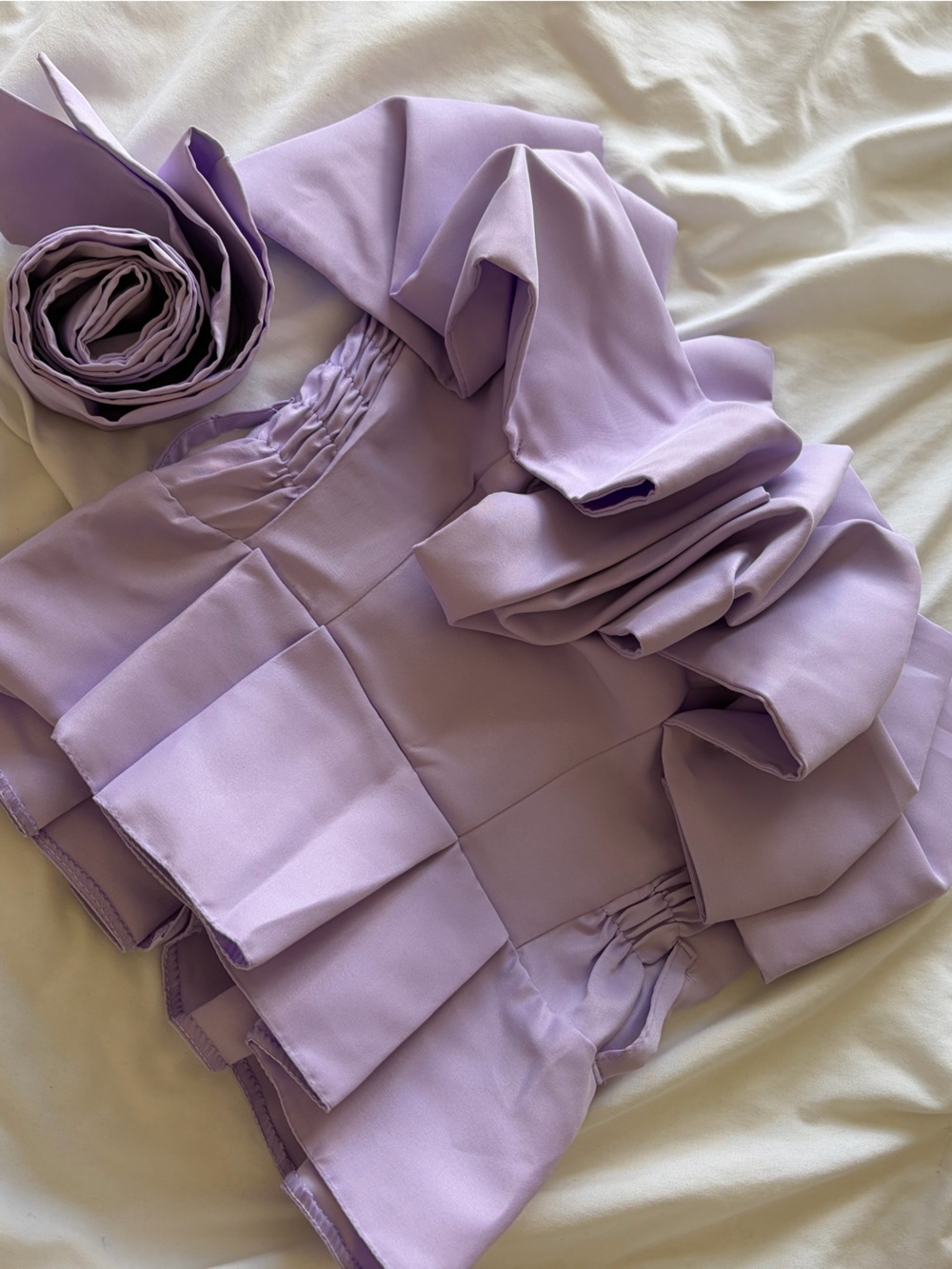 Lavender Ruffle One-Shoulder Crop Top - Picture 5 of 7